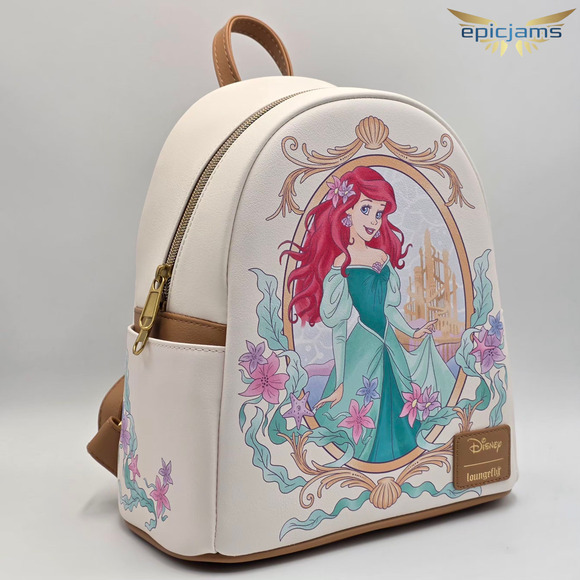 Loungefly Disney The Little Mermaid Ariel Portrait Floral Mini Backpack New - Picture 2 of 7